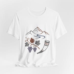 Georgisches Granatapfel-Shirt, Kantsi-Horn-Trauben-T-Shirt, Sakartvelo-Geschenk, T-Shirt der Republik Georgien, Geschenk mit georgischen Wurzeln im Kaukasus Bild 4