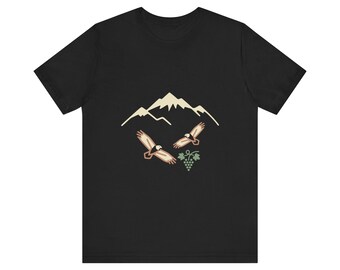 Maglietta delle montagne del Caucaso, maglietta Georgian Eagle Grapes, regalo Sakartvelo, maglietta della Repubblica di Georgia, regalo per chi ama le radici georgiane e il patrimonio culturale.