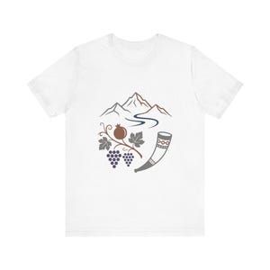 Georgisches Granatapfel-Shirt, Kantsi-Horn-Trauben-T-Shirt, Sakartvelo-Geschenk, T-Shirt der Republik Georgien, Geschenk mit georgischen Wurzeln im Kaukasus Bild 1