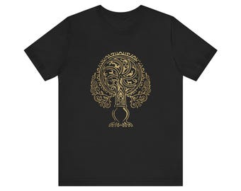 Georgian Tree of Life Shirt, Colchis Goldwork Tee, Sakartvelo Gift, Republic of Georgia T-Shirt, Qvevri Georgian Roots Heritage Gift