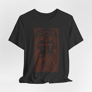 T-shirt Croix de vigne Sakartvelo | T-shirt orthodoxe géorgien Sainte Nino | Cadeau du patrimoine de la République de Géorgie | Art chrétien de Kartuli image 4