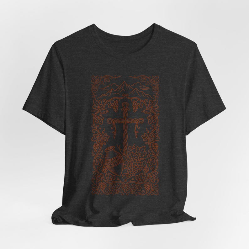 T-shirt Croix de vigne Sakartvelo | T-shirt orthodoxe géorgien Sainte Nino | Cadeau du patrimoine de la République de Géorgie | Art chrétien de Kartuli image 4