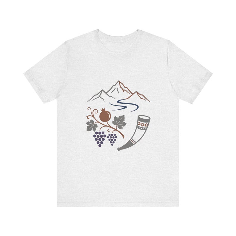 Georgisches Granatapfel-Shirt, Kantsi-Horn-Trauben-T-Shirt, Sakartvelo-Geschenk, T-Shirt der Republik Georgien, Geschenk mit georgischen Wurzeln im Kaukasus Bild 2