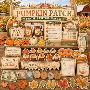 Pumpkin Patch Pretend Play Printable, Fall Dramatic Play Set, Kids Pumpkin Farm Activity, Autumn Preschool Printable, Print and Cut
