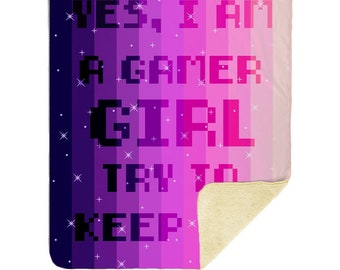 I am a Girl Gamer Blanket - Custom Gamer Gift for Teens Kids Gaming Soft Blanket Gift for Children Gift for Son Daughter- Sherpa Blanket