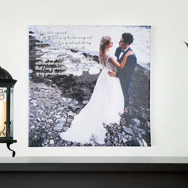 Custom Canvas Print with Lyrics, Vows, Quotes, Poem | Personalized Photo Gifts | Wedding, Anniversary, Graduation, Fathers Day Gift