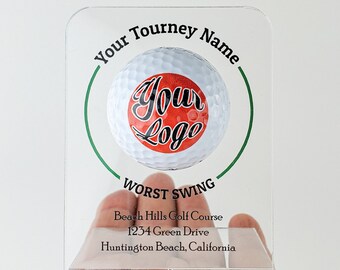 Personalized Golf Trophy Stand - Custom Acrylic Awards and Ball Holder Display for Tournaments - Perfect for Groomsmen and Women Golfers