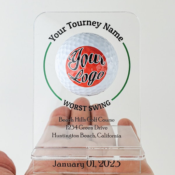 Personalized Golf Trophy Stand - Custom Acrylic Awards and Ball Holder Display for Tournaments - Perfect for Groomsmen and Women Golfers