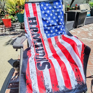 American Flag Beach Towel with Custom Name Personalized Beach Towels Custom USA Flag Gift for Him Gifts Her Son Daughter