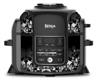 Ninja Foodi 6.5 Quart QT Wrap Sticker Skin Cover Accessories | Wraps fit Ninja Foodi 6.5 Quart QT Mdl: OP302 107 | Black White Floral