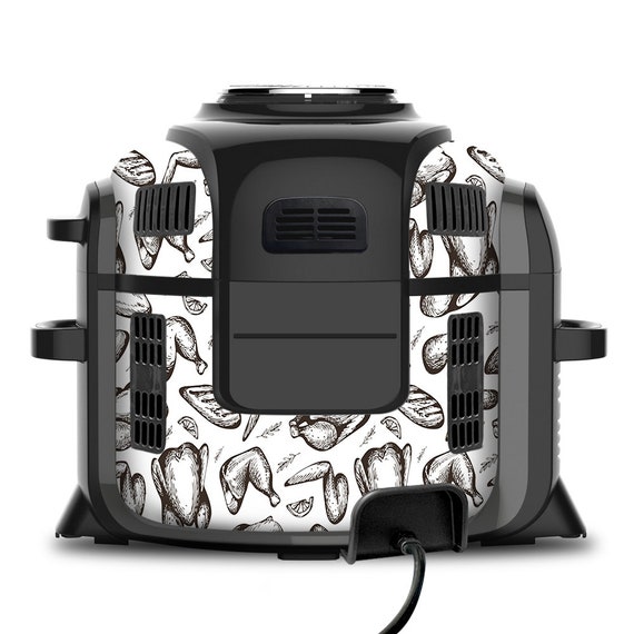 Black White Floral Pattern OP302 107 KRAFTD Wrap for Ninja Foodi 6.5 Quart QT Accessories Cover Sticker Wraps fit Ninja Foodi 6.5 Quart QT Mdl