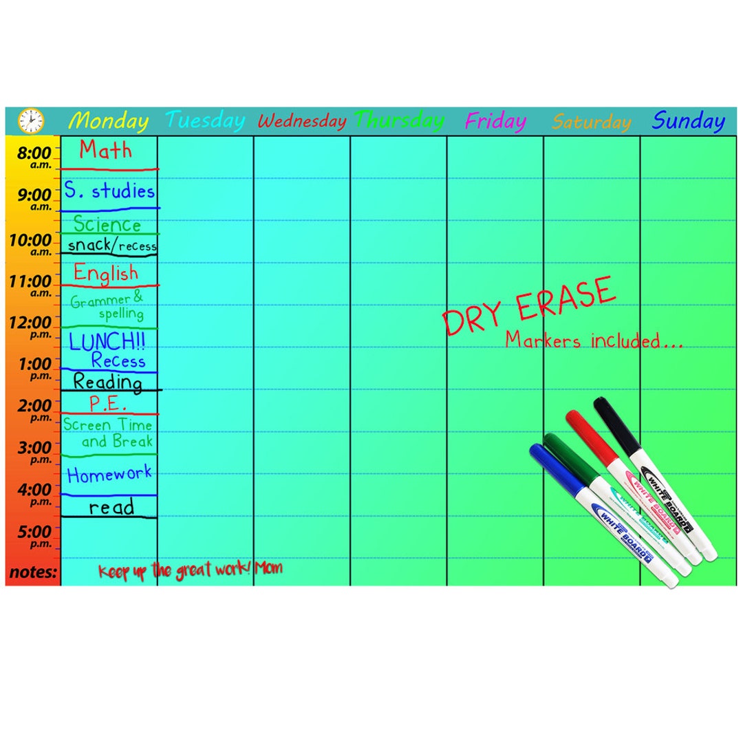 Homeschool Schedule Class Chart Chore Organization Creative Colorful