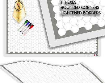 Battle Mat Dungeons and Dragons for DND, Grid Table Top, Roleplay Games. 36"x24", Dry Erase Markers, Cleaning Cloth | HEX Grid Blank