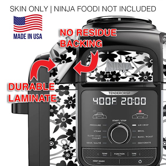 Ninja Foodi 8 Quart Wrap Fits Deluxe Cooker Model FD402 LP3 Stainless Steel  Accessories Cover Sticker Black White Floral Pattern 