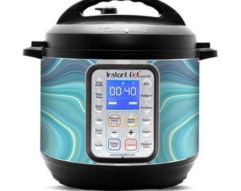Instant Pot Wrap Cover, Decal, Vinyl, Sticker for 6 or 8 Quart | Fits InstaPot 6QT 8QT | Aqua Green Blue Geode Swirl