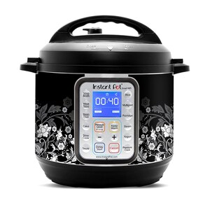 Wrap for Instant Pot Accessories 6 Quart for Duo Evo Plus Cover Sticker | Wraps Fit InstaPot Duo Evo Plus 6 Quart Only | Daisy with Wavy Blue Line