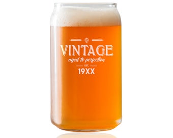 Personalized Vintage 19XX - 16 oz Beer Can Glass - Perfect Gift for Men, brother, dad Birthday, Anniversary- decorations