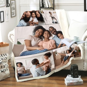 Personalized Gift for Mom - Photo Blanket Amazing Memories – Mothers Day Gift Personalized Blanket with Family Pictures – mom kids grandkids