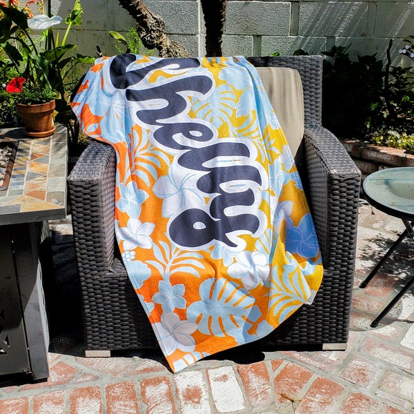 Esthqetic Personalized Beach Towel - Custom Name Text, 30x60 Inches, Microfiber, Great Gift Idea