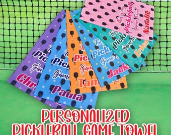 Personalized Custom Name PICKLEBALL Towel - Plush Hand Towel High Quality Pickle Ball Gift Team Present League Event Tournament Family 15x25