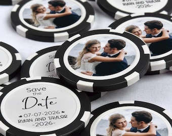 Wedding Poker Chips Vegas Gifts - Personalized Casino Chips Save the Date Party Favor | Drink Tokens