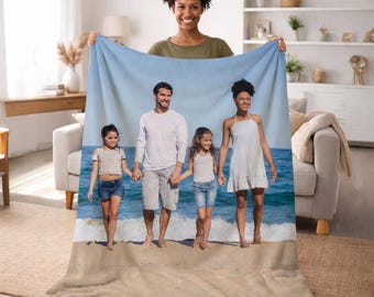 Custom Vacation Photo Blanket Family Memory Gift – Sherpa or Minky 30x40 50x60 60x80