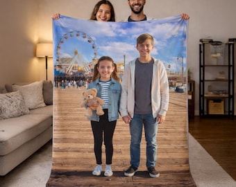 Custom Sibling Photo Blanket Personalized Brother Sister Gift – Sherpa or Minky 30x40 50x60 60x80
