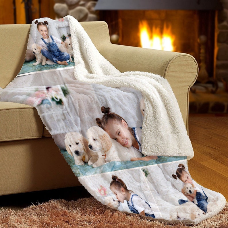 Custom Blanket with Photos Collage Personalized Blanket with Photo Comfortable Blanket Use Photos from Wedding, Birthday, Pets, Children image 4