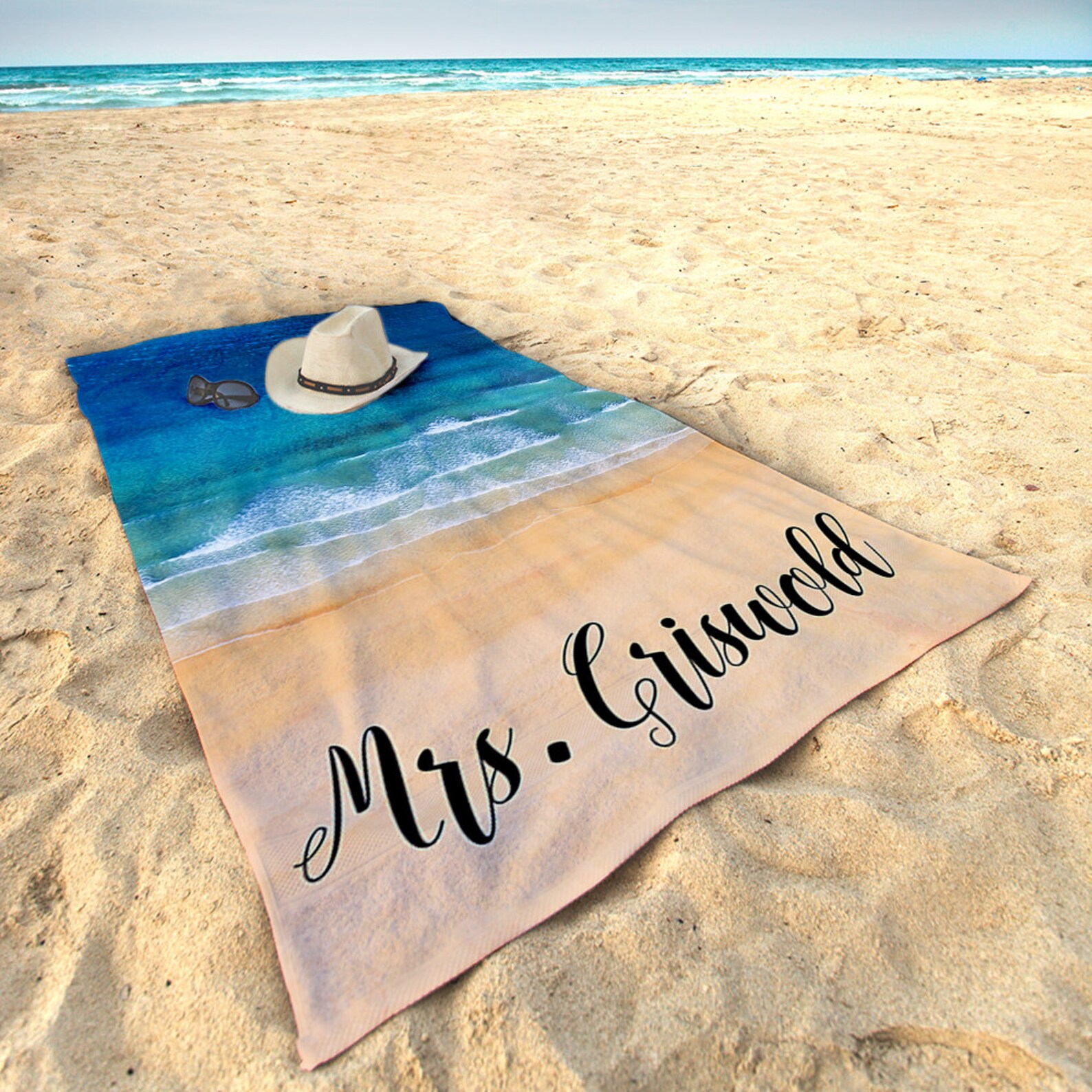 Personalized Beach Towel Mr and Mrs Custom Beach Towel for Etsy