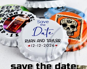 Custom Bottle Caps for Weddings – Save the Date, Centerpieces & Party Favors – Personalized Beer  Soda Caps with Logo or Text