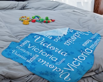 Adorably Soft 30x40 Blue Sherpa Name Blanket - Customized Embrace for Newborns & Kids - Personalized Baby Showers Custom Newborn Gifts