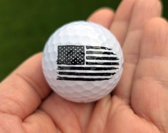 American Flag Golf Ball Patriotic Gift for Golfers, Veterans, Collectors