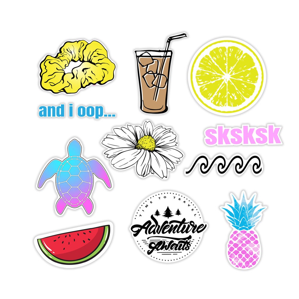 11 Pack Cute Vsco Stickers Pack Aesthetic Stickers for Hydro | Etsy