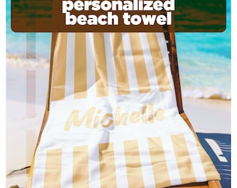 Personalized Striped Beach Towel | Custom 30x60 Towels for Pool, Beach, or Travel