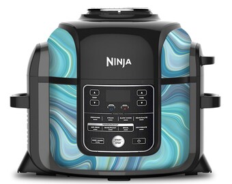 Ninja Foodi 6.5 Quart QT Wrap Sticker Skin Cover Accessories | Wraps fit Ninja Foodi 6.5 Quart QT Mdl: OP302 107 | Aqua Blue Geode Swirl