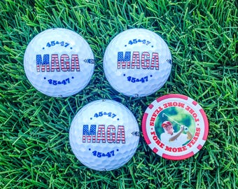 Trump Golf Balls Funny President Golf Ball Gift 2024 Donald Trump Golf Ball, Trump Golf Gift FREE Golf Marker - MAGA 45 47