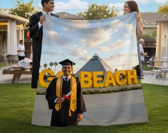 Custom Graduation Photo Blanket Personalized Grad Gift – Sherpa or Minky 30x40 50x60 60x80