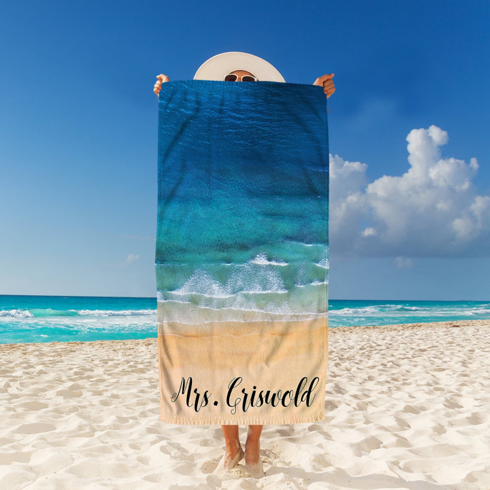 Personalized Beach Towel Mr and Mrs Custom Beach Towel for Etsy