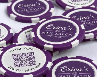 Poker Chip Business Card  - Referrals Salons Hairstylist Barber Refer a Friend Coupon Off