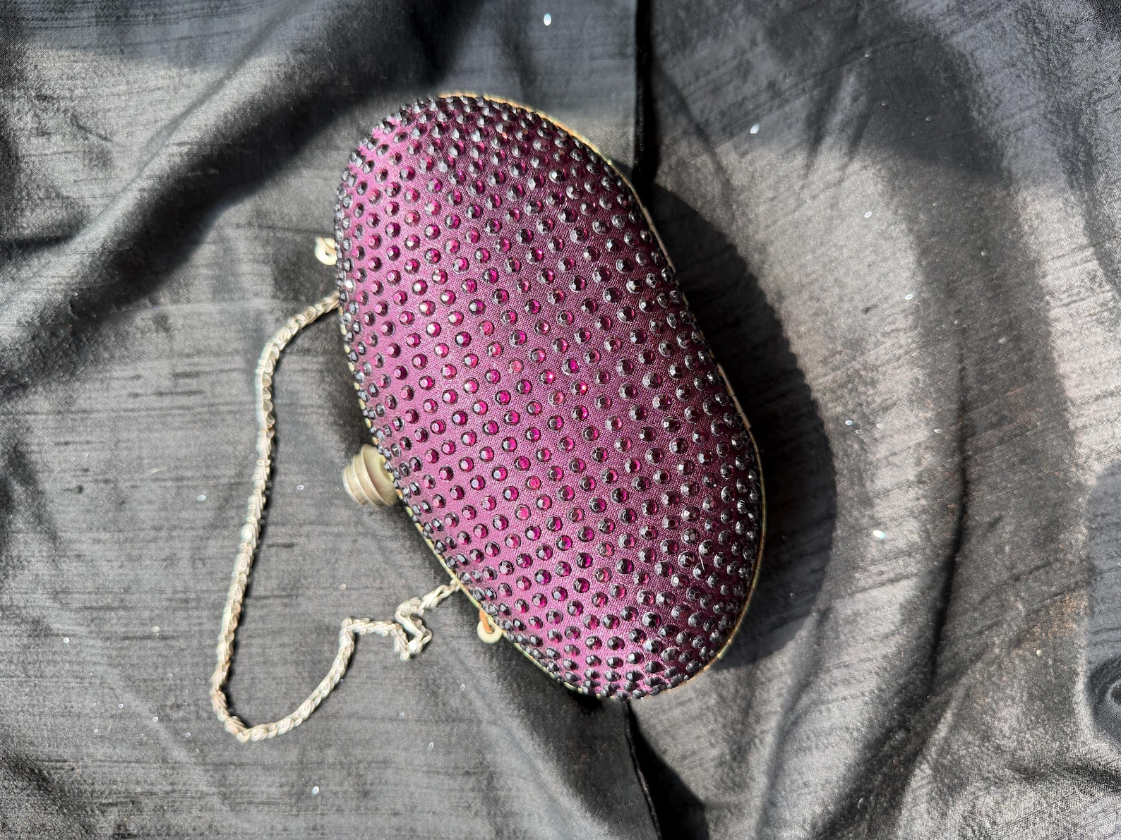 Purple clutches and evening bags - Plum minaudiere evening bag