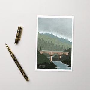 No Hands Bridge , Auburn , California , Placer County | Original Digital Illustration | Standard Postcard