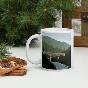 No Hands Bridge , Auburn, California , Placer County | Original Illustration | White glossy mug
