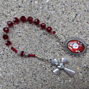 Red Beaded Sacred Heart Of Jesus Single Decade Rosary
