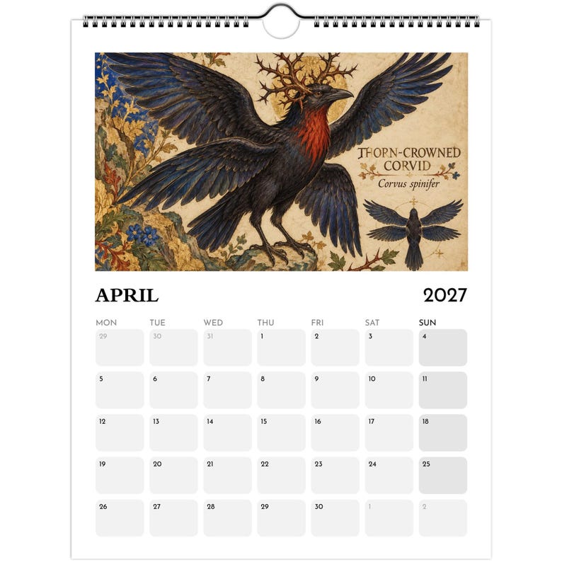 2027 Gothic Wall Calendar, Species Found Only After Midnight, Medieval ...