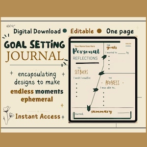 Cottagecore Planner Page Habit Tracker Growth Printable Self Care Journal Digital Reflection Workbook