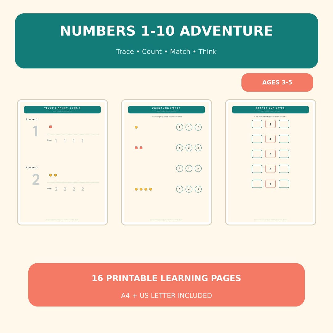 Numbers 1-10 Workbook, Preschool Counting Tracing Activities (A4 US ...