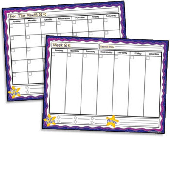Month and Week Calendar Set Planning Calendar Downloadable Etsy Ireland