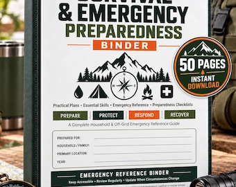 Emergency Preparedness Binder 50-Pages, Survival Checklist, Off-Grid Family Plan (PDF)