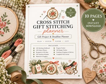 Cross Stitch Gift Planner, Handmade Project Tracker, Christmas Birthday Organizer (PDF Download)