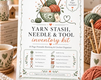 Yarn Stash, Needle & Tool Inventory Kit, 10-Page Printable PDF (A4)